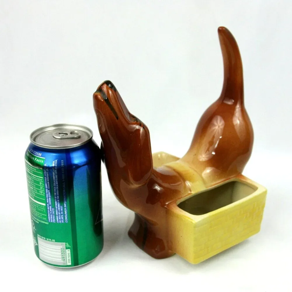 Vintage Dachshund Weiner Dog Ceramic Valet Trinket Dish Caddy Planter Doxie MCM - Picture 9 of 9